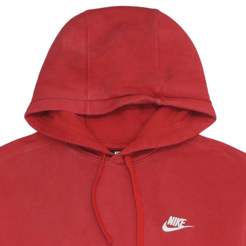 Nike Men’s Red Pullover Hoodie M Regular Fit Fleece Sweatshirt