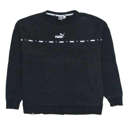 Puma Womens Black Logo Crew Neck Pullover Sweatshirt Size L