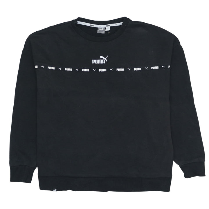 Puma Womens Black Logo Crew Neck Pullover Sweatshirt Size L