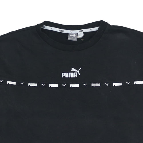 Puma Womens Black Logo Crew Neck Pullover Sweatshirt Size L