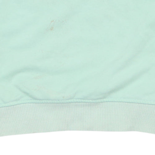 Tommy Hilfiger Women Mint Green Logo Sweatshirt XS Cotton Crew Neck