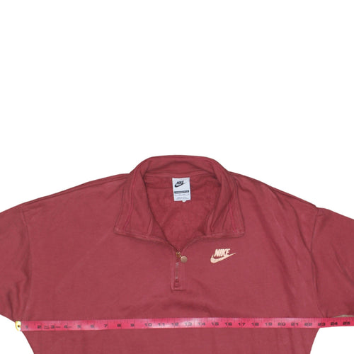 Nike Womens Red XS 1/4 Zip Oversized Sweatshirt Pullover