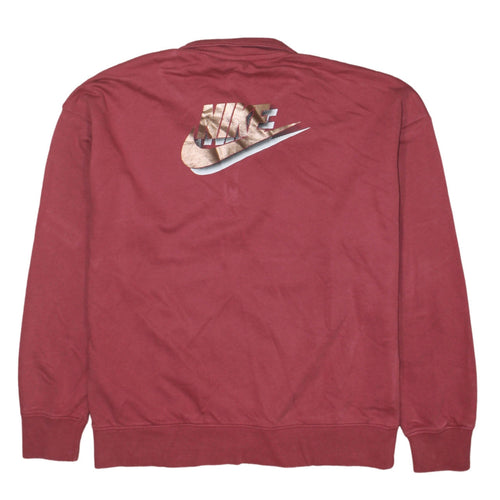 Nike Womens Red XS 1/4 Zip Oversized Sweatshirt Pullover