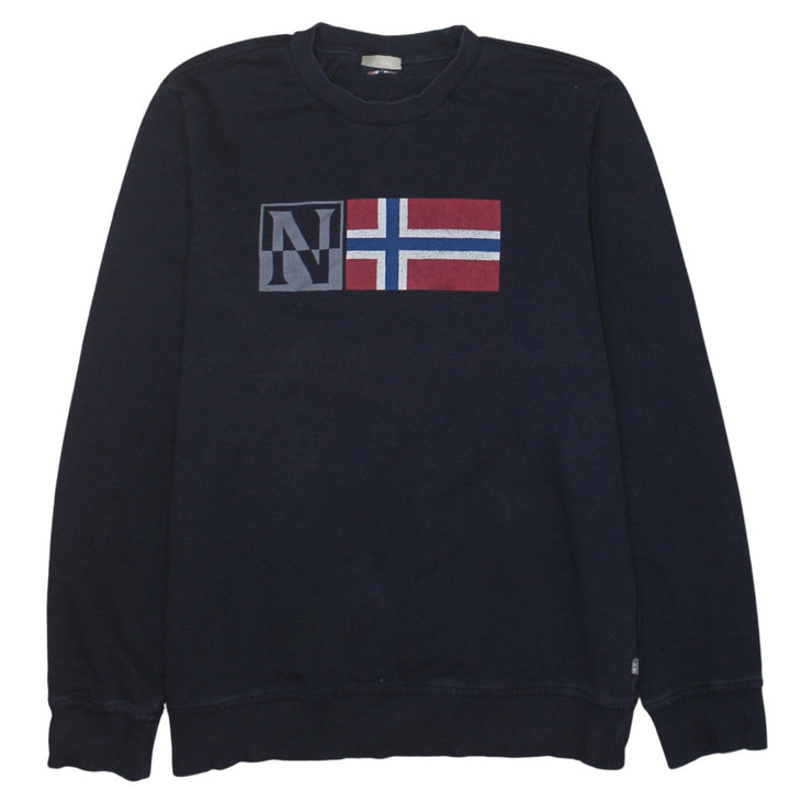 Napapijri Mens Blue Crew Neck Logo Sweatshirt Size L