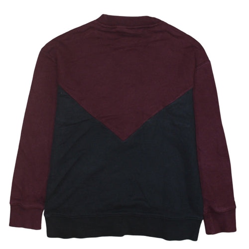 Adidas Women Burgundy Black Colourblock Logo Sweatshirt Size 4