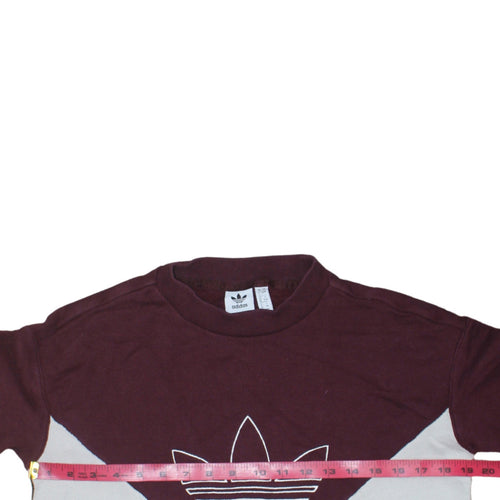 Adidas Women Burgundy Black Colourblock Logo Sweatshirt Size 4