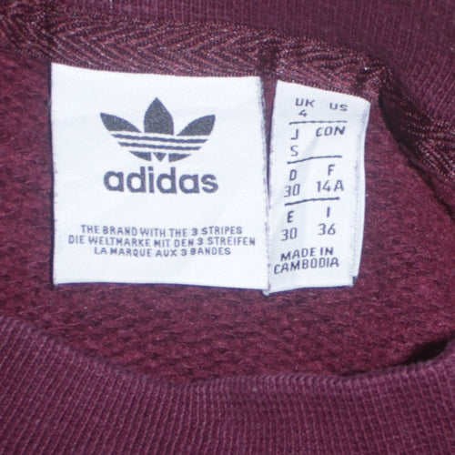Adidas Women Burgundy Black Colourblock Logo Sweatshirt Size 4