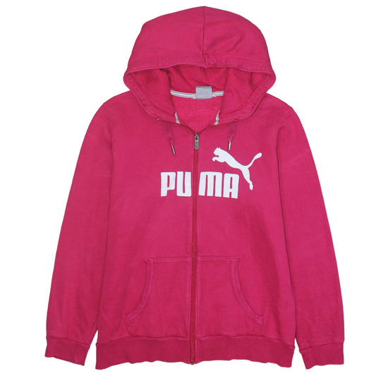 Puma Womens Pink Full Zip Hoodie Size 14 Cotton Blend Casual