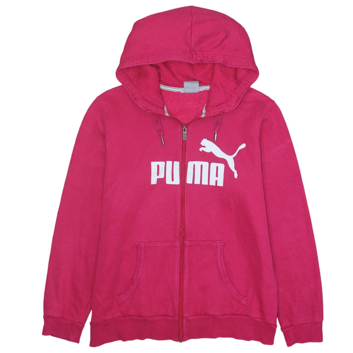 Puma Womens Pink Full Zip Hoodie Size 14 Cotton Blend Casual