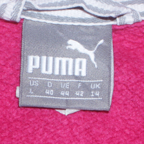 Puma Womens Pink Full Zip Hoodie Size 14 Cotton Blend Casual