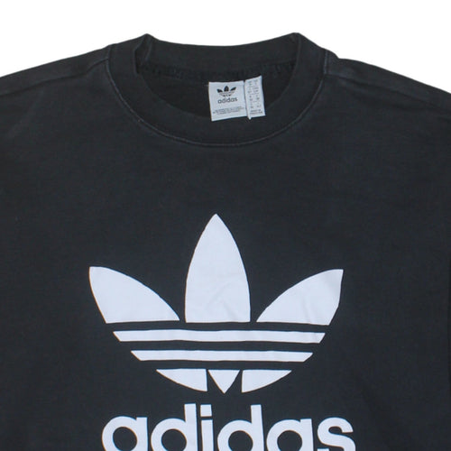 Adidas Women Black Crew Neck Pullover Sweatshirt UK 10 Logo Print