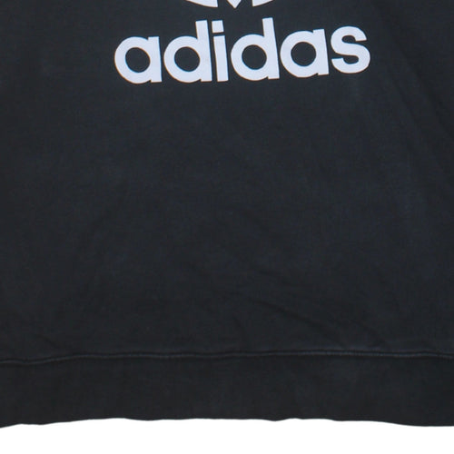 Adidas Women Black Crew Neck Pullover Sweatshirt UK 10 Logo Print