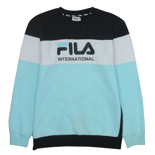 Fila Womens Black Blue Colourblock Logo Sweatshirt Size 16