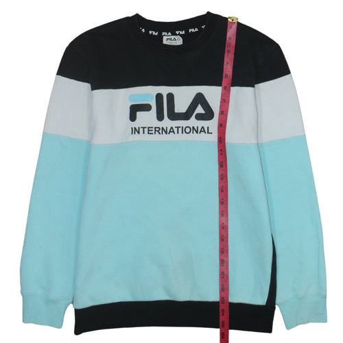 Fila Womens Black Blue Colourblock Logo Sweatshirt Size 16