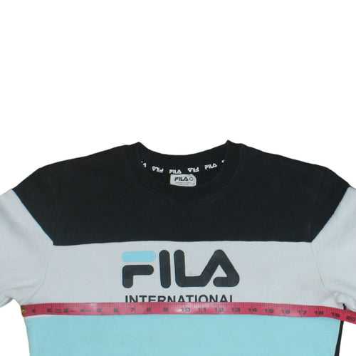 Fila Womens Black Blue Colourblock Logo Sweatshirt Size 16
