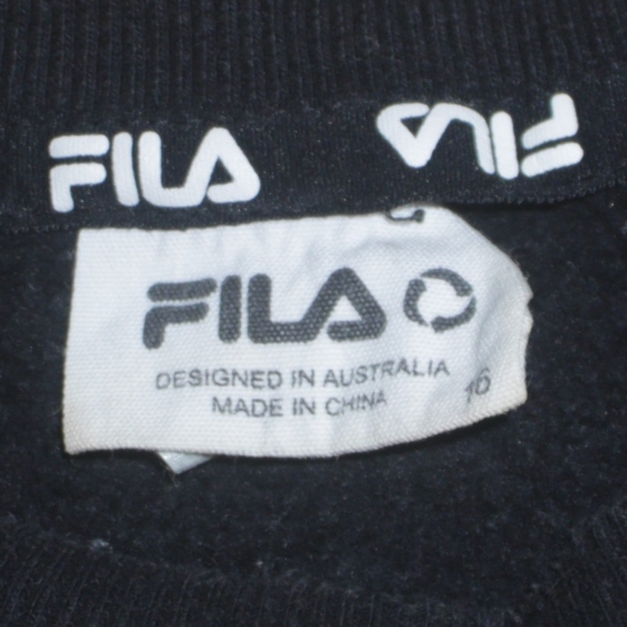 Fila Womens Black Blue Colourblock Logo Sweatshirt Size 16