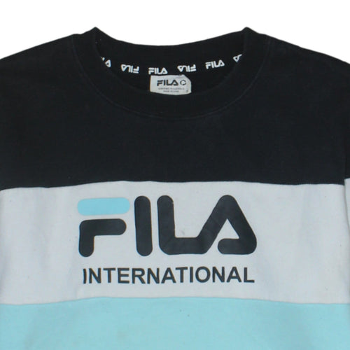 Fila Womens Black Blue Colourblock Logo Sweatshirt Size 16