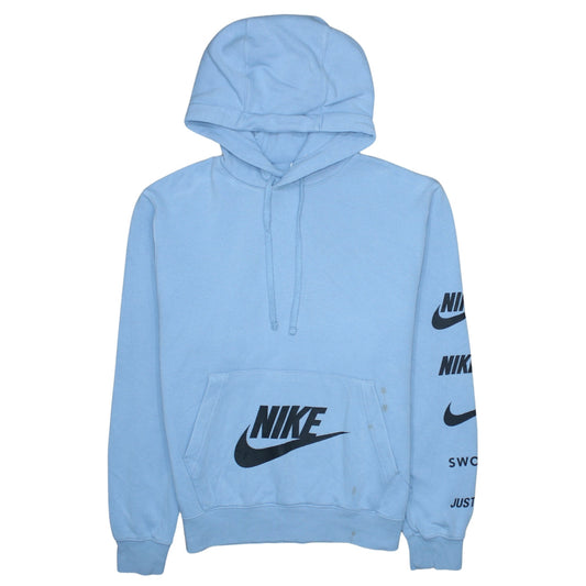 Nike Men's Blue Pullover Hoodie Small Logo Fleece Sportswear