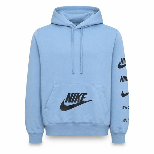 Nike Men's Blue Pullover Hoodie Small Logo Fleece Sportswear
