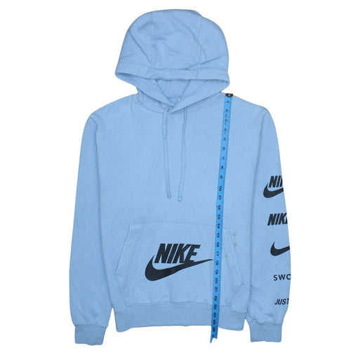 Nike Men's Blue Pullover Hoodie Small Logo Fleece Sportswear