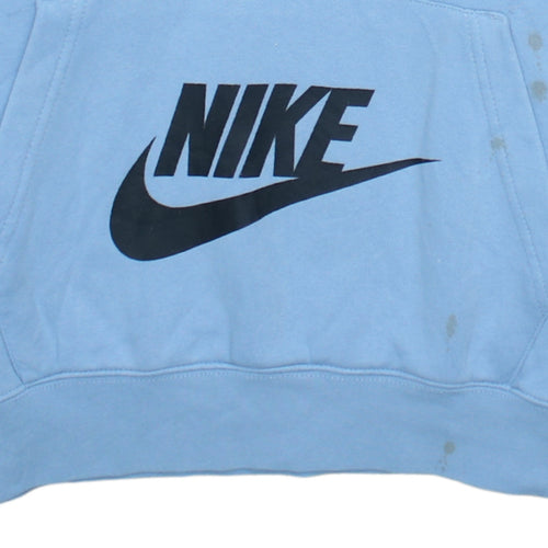 Nike Men's Blue Pullover Hoodie Small Logo Fleece Sportswear