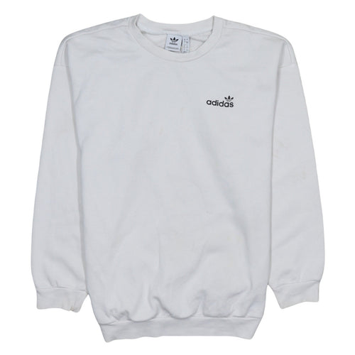 Adidas Women White Crew Neck Long Sleeve Pullover Sweatshirt Size 8