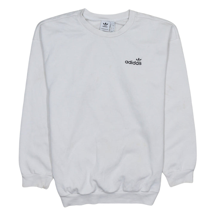 Adidas Women White Crew Neck Long Sleeve Pullover Sweatshirt Size 8