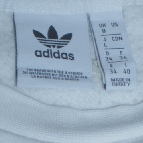 Adidas Women White Crew Neck Long Sleeve Pullover Sweatshirt Size 8