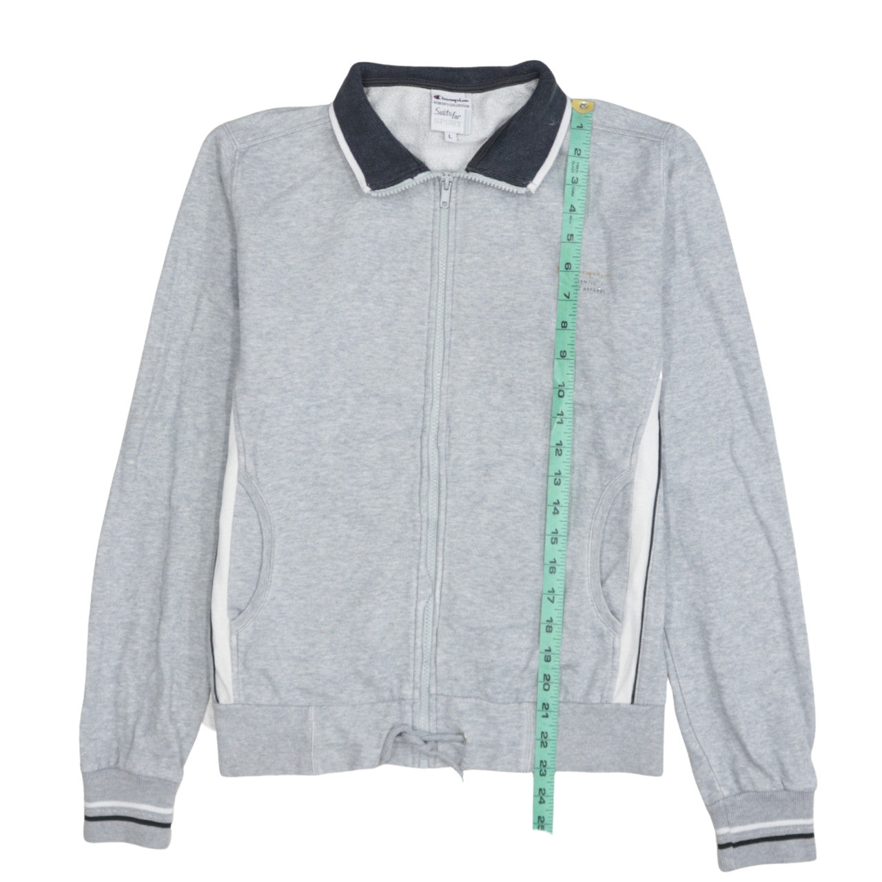 Champion Women's Grey Full Zip Hoodie L Sportswear Sweatshirt