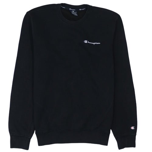 Champion Men's Black Medium Pullover Sweatshirt Crew Neck Embroidered Logo