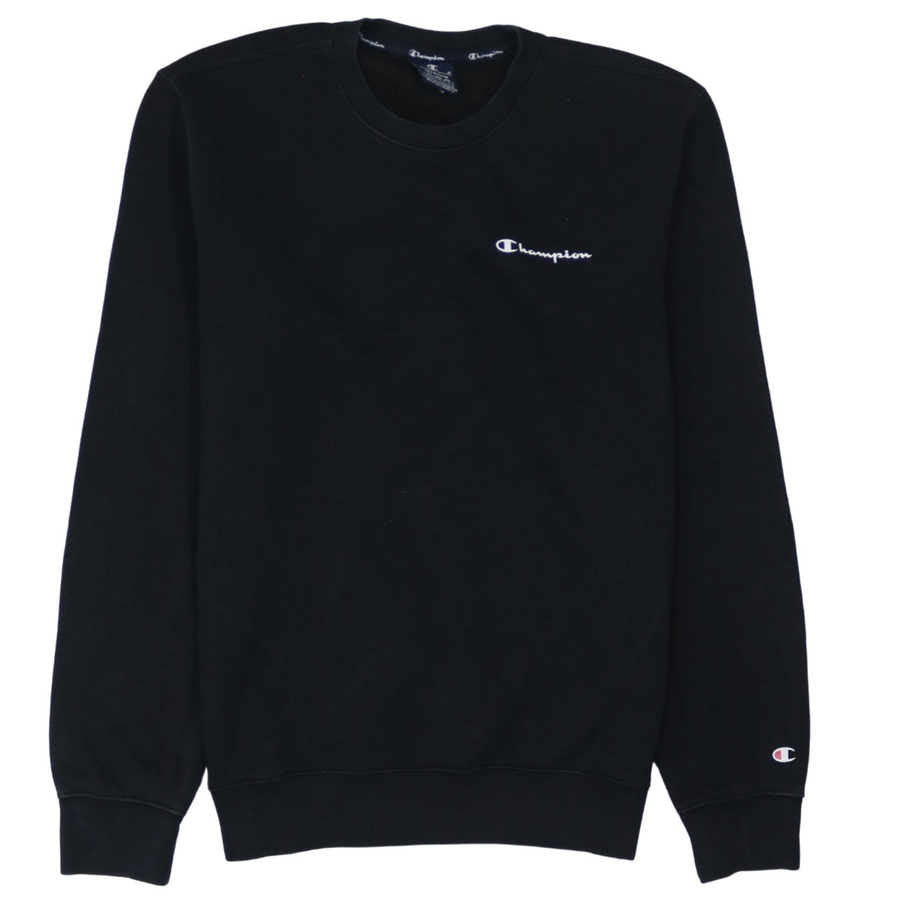 Champion Men's Black Medium Pullover Sweatshirt Crew Neck Embroidered Logo