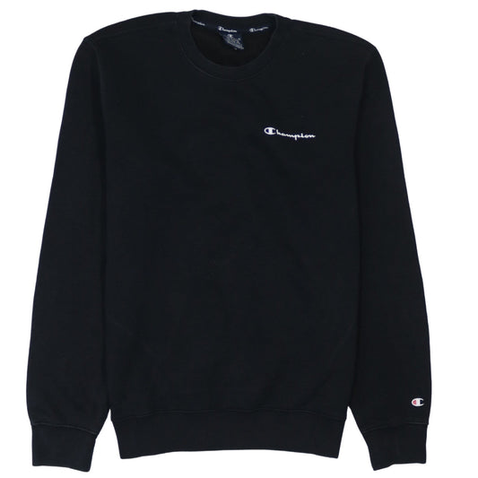 Champion Men's Black Medium Pullover Sweatshirt Crew Neck Embroidered Logo