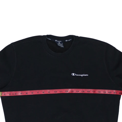 Champion Men's Black Medium Pullover Sweatshirt Crew Neck Embroidered Logo