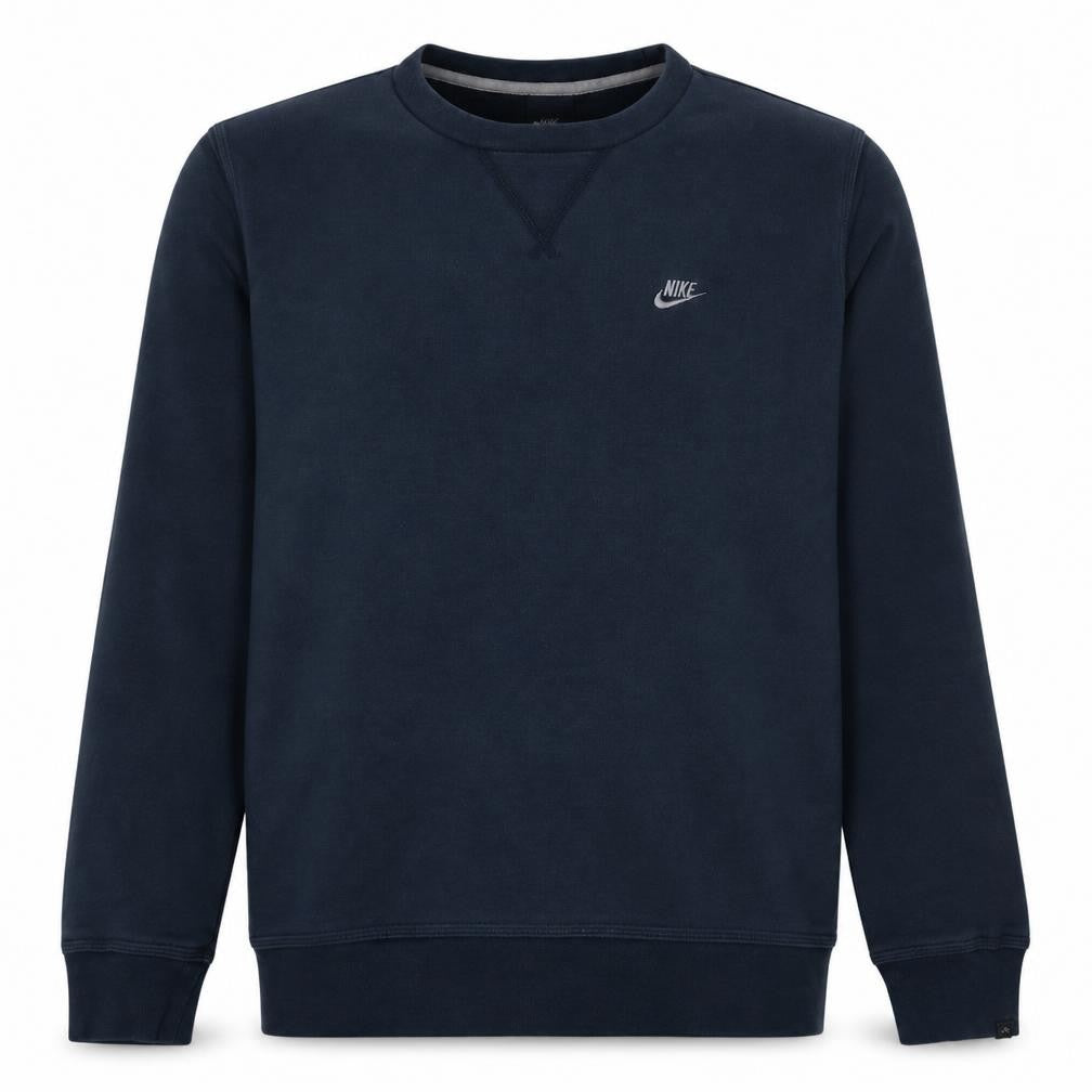 Front view of Nike men’s blue crew neck pullover sweatshirt l