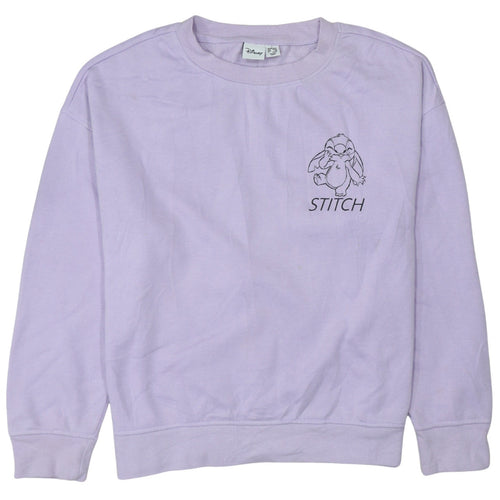 Disney Womens Purple Stitch Sweatshirt Small Pullover Crew Neck