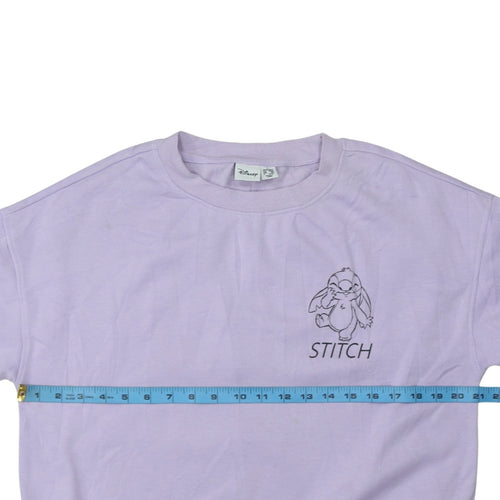 Disney Womens Purple Stitch Sweatshirt Small Pullover Crew Neck