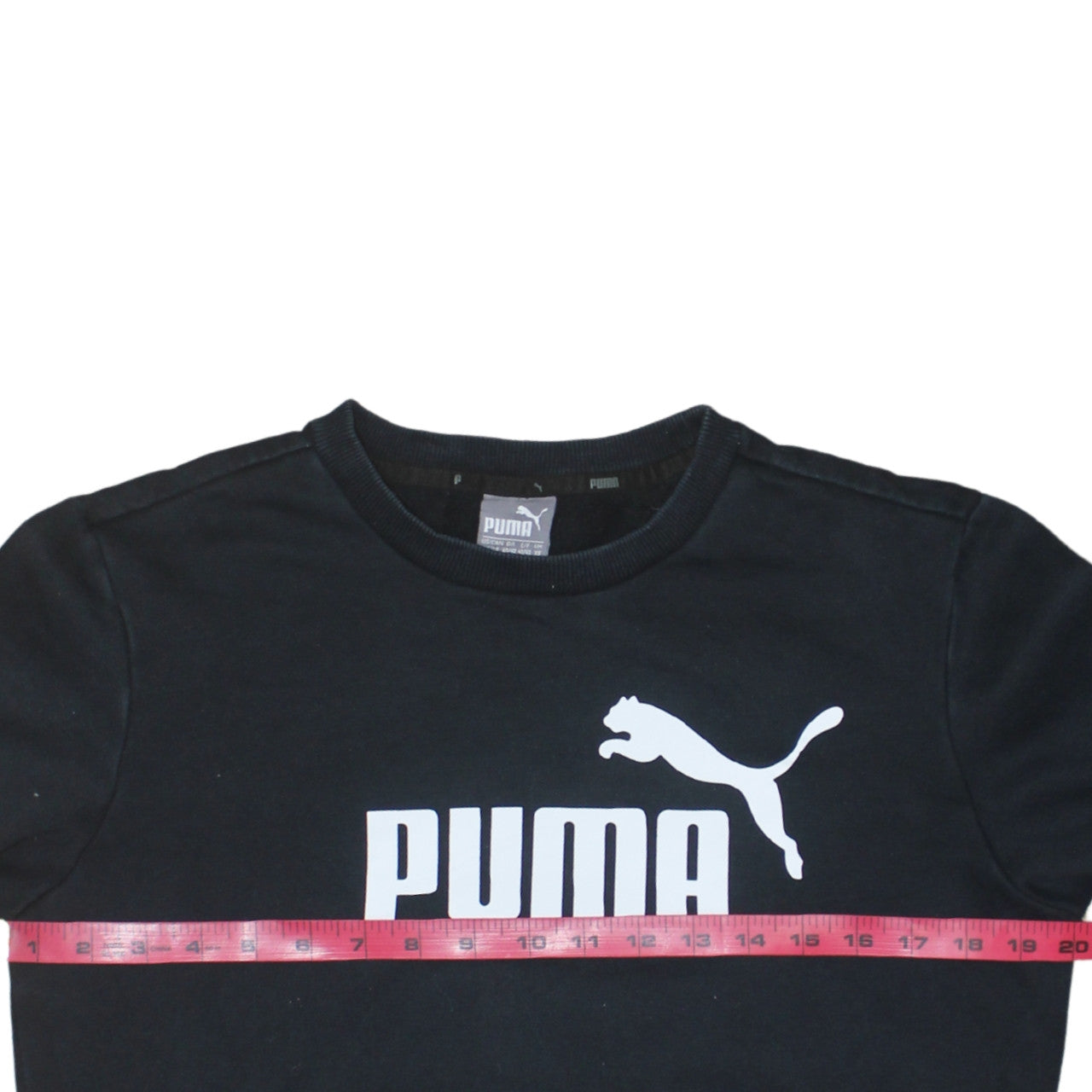 Puma Men's Black XS Crew Neck Logo Pullover Sweatshirt