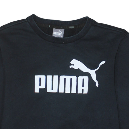 Puma Men's Black XS Crew Neck Logo Pullover Sweatshirt
