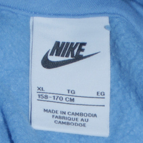 Nike Boys Blue Pullover Hoodie XL (158–170 cm) Cotton Blend Sweatshirt