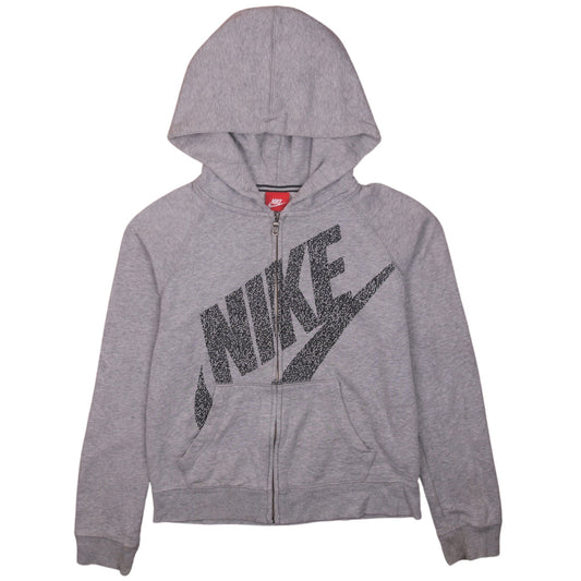 Nike Womens Grey Full Zip Hoodie XS Classic Logo Sweatshirt