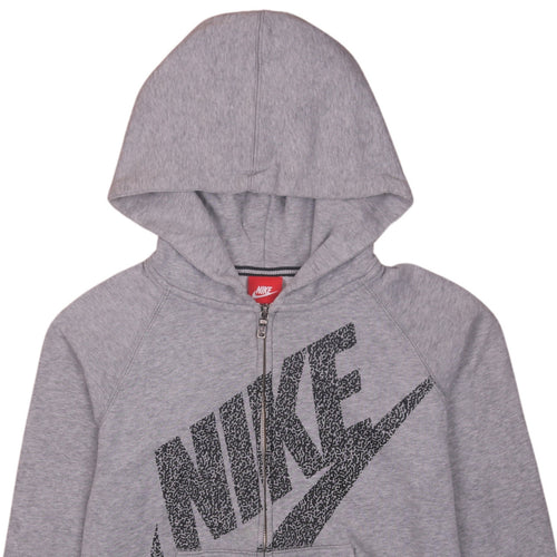 Nike Womens Grey Full Zip Hoodie XS Classic Logo Sweatshirt