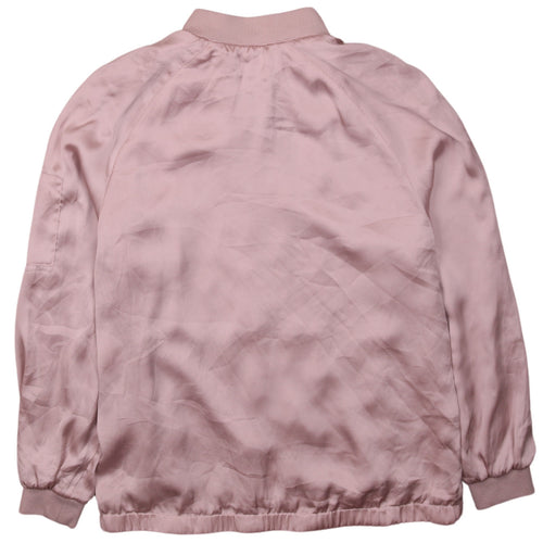 H&M Women Pink Bomber Jacket Size 10 Satin Zip Casual Style