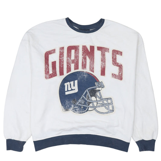 Primark NFL Womens White Blue Medium Pullover Sweatshirt Giants Logo