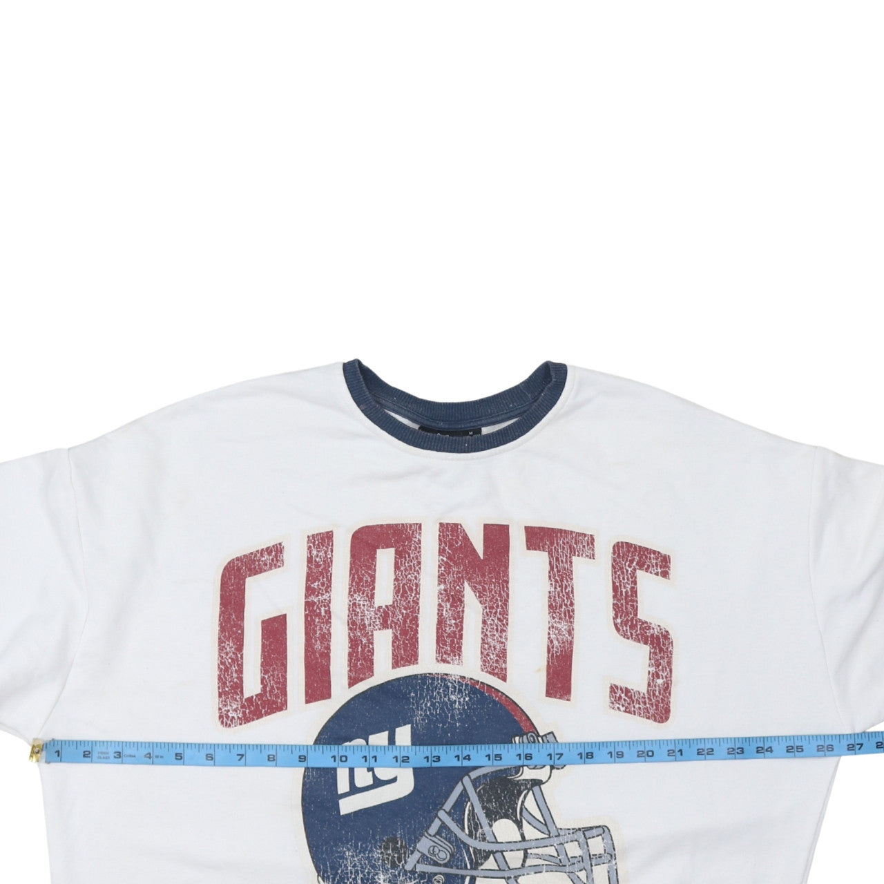 Primark NFL Womens White Blue Medium Pullover Sweatshirt Giants Logo