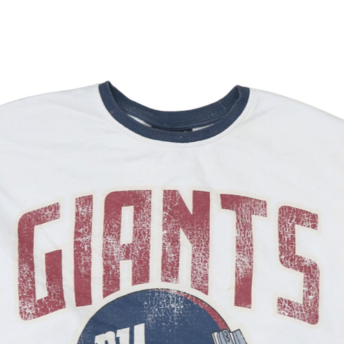 Primark NFL Womens White Blue Medium Pullover Sweatshirt Giants Logo