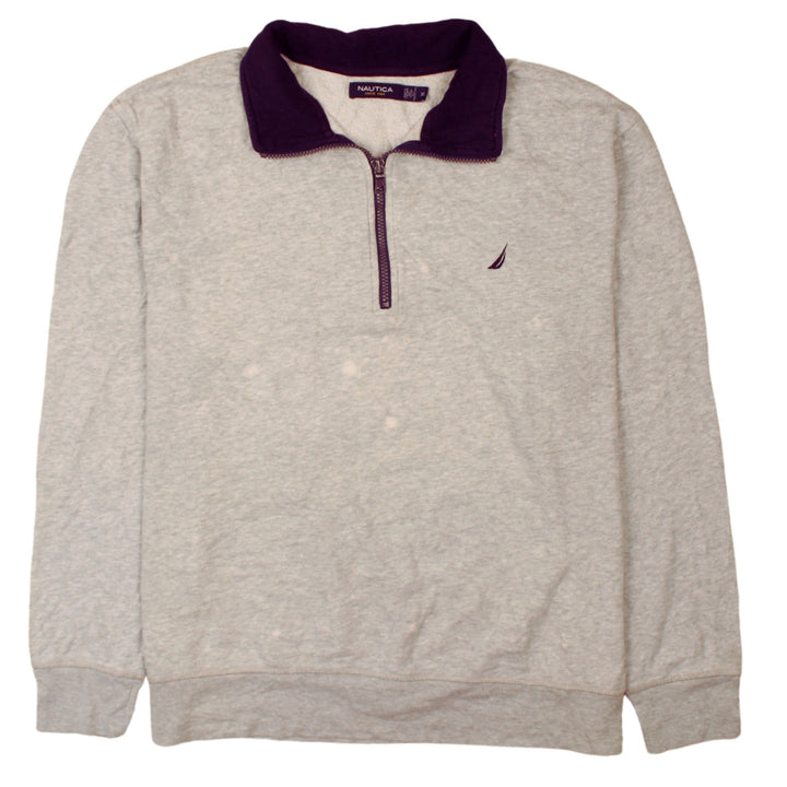 Nautica Men's Grey 1/4 Zip Fleece Sweatshirt XL Classic Style