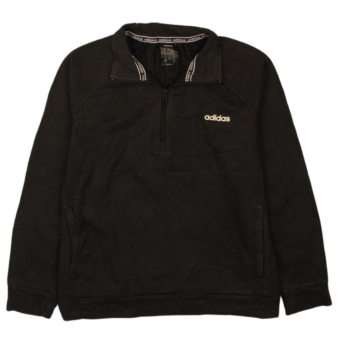 Adidas Womens Black L 1/2 Zip Sweatshirt Pullover