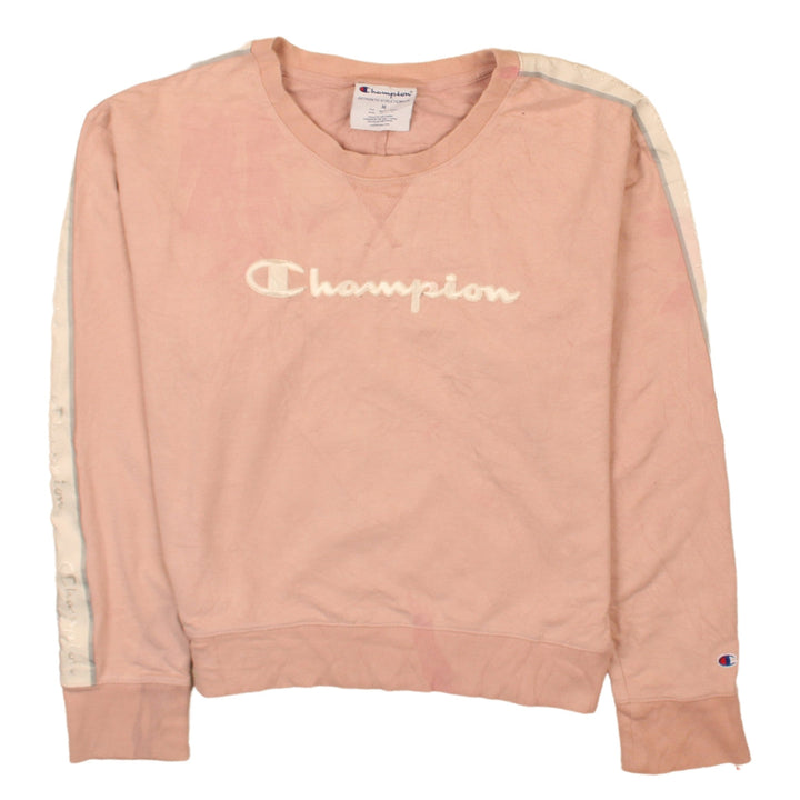 Champion Women Pink Crew Neck Pullover Sweatshirt M Logo Casual