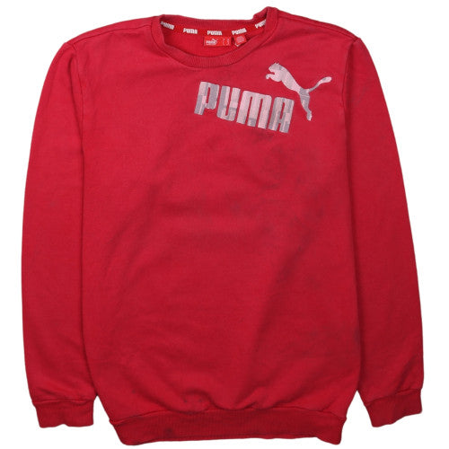 Puma Womens Red Crew Neck Sweatshirt XL Logo Print Casual
