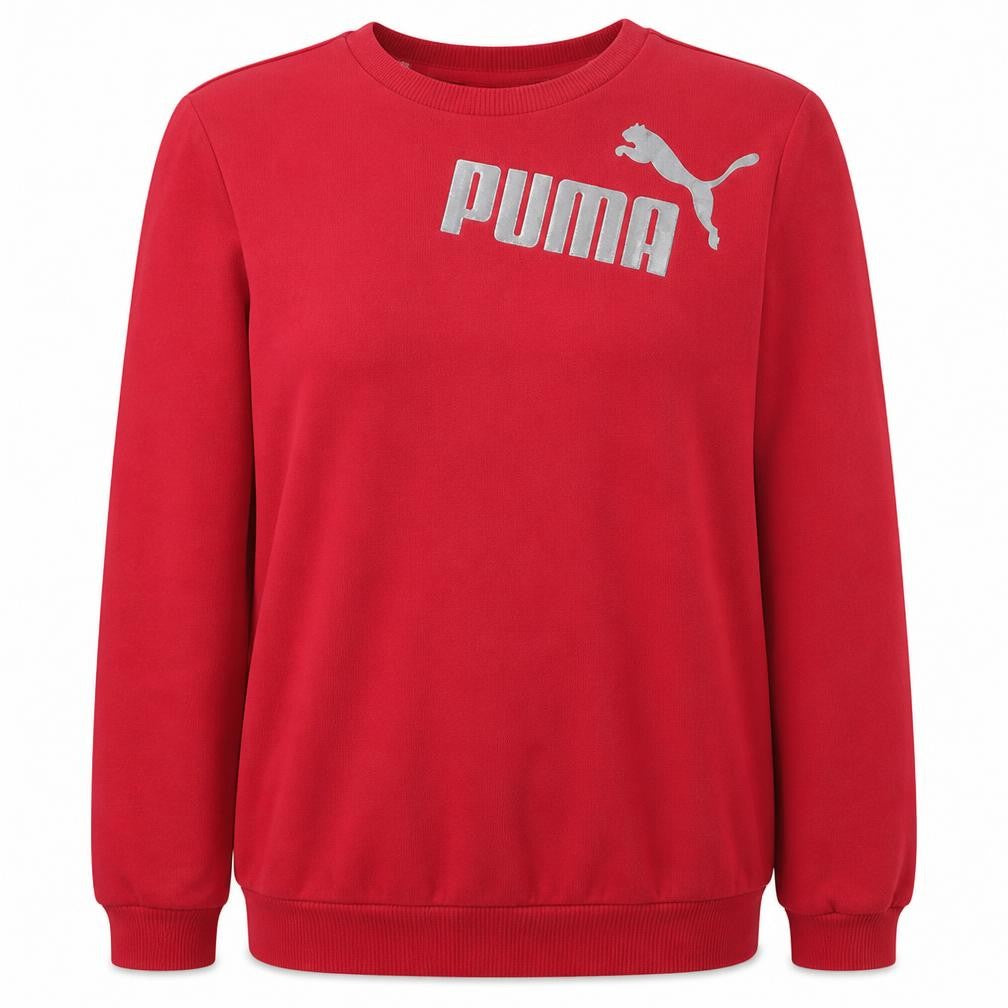 Puma Womens Red Crew Neck Sweatshirt XL Logo Print Casual